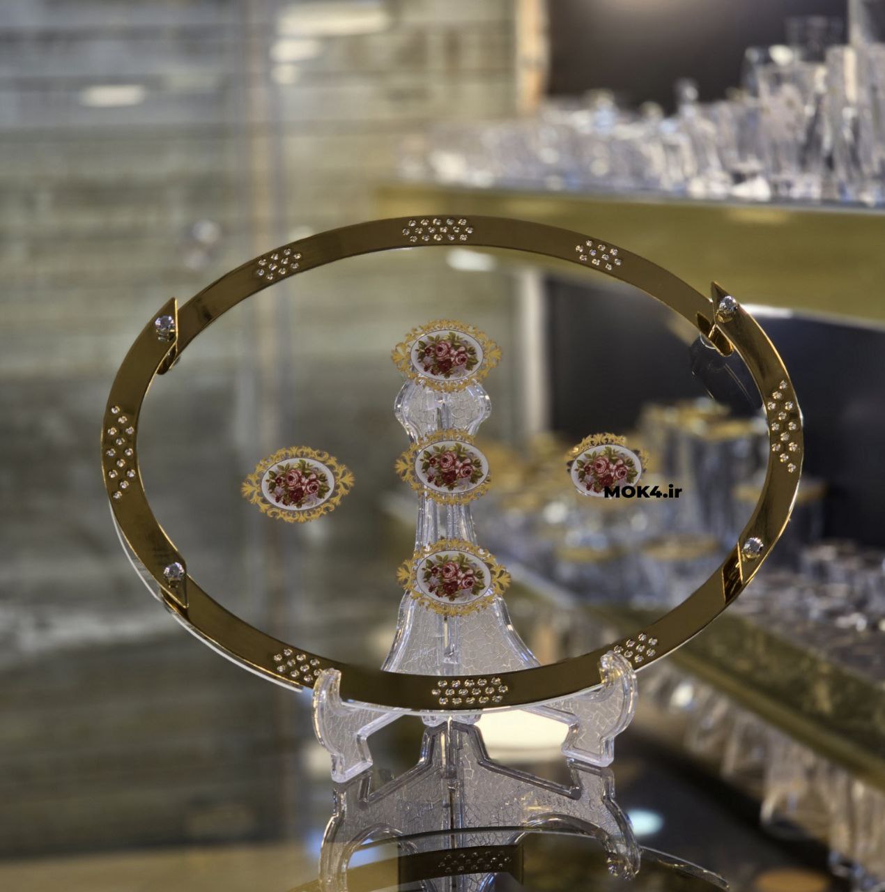 سینی نگین‌دار گل رز